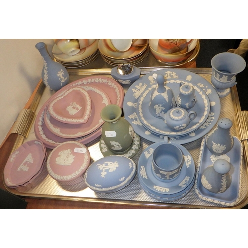 156 - A collection of Wedgwood Jasper ware together with a part Noritake tea set (2)