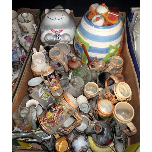 167 - A large qty of misc ceramics to include cabinet plates, Bells decanters, commemorative cups, a very ... 