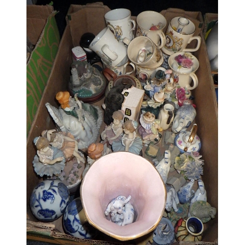 167 - A large qty of misc ceramics to include cabinet plates, Bells decanters, commemorative cups, a very ... 