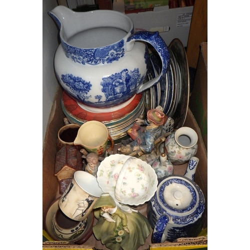 167 - A large qty of misc ceramics to include cabinet plates, Bells decanters, commemorative cups, a very ... 