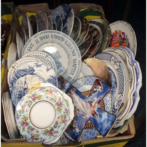 168 - A large qty of misc ceramic plates, glass, large jardinere's etc (4)