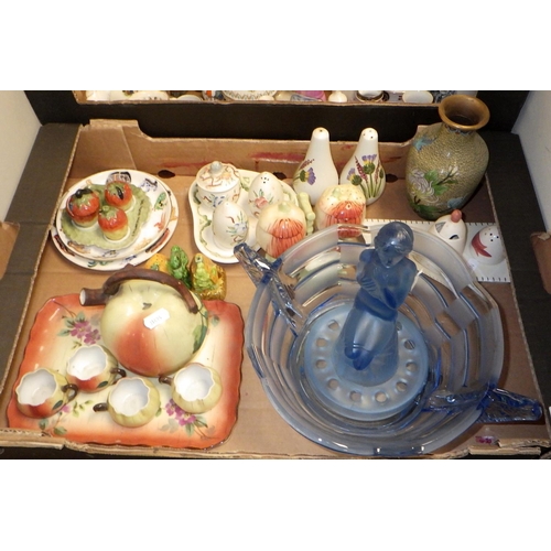 176 - Two boxes of misc ceramics to inc cruet sets, commemorative wares etc (2)