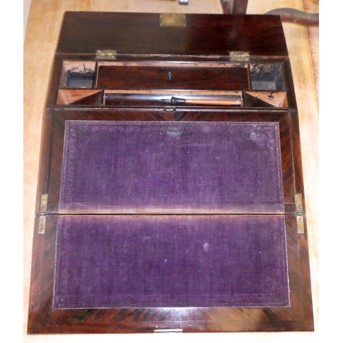 184 - A small rosewood serving tray together with two toilet mirrors and a 19thC writing box AF (4)
Sold o... 