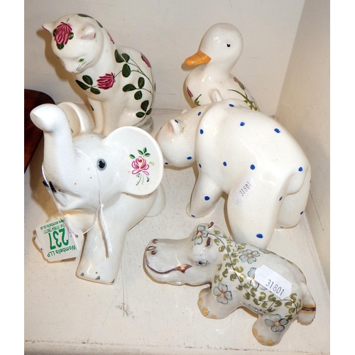 237 - Four Plichta London animals & a Basil Matthews hippo (5) AF
Sold on behalf of the Terry family York ... 