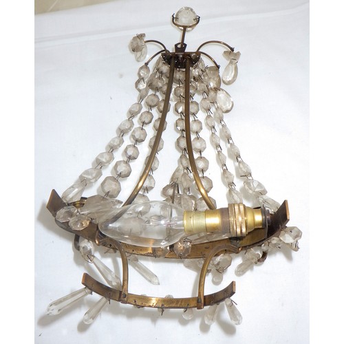 112 - A large hanging chandelier together with a pair of  matching wall lights, a further hanging light an... 