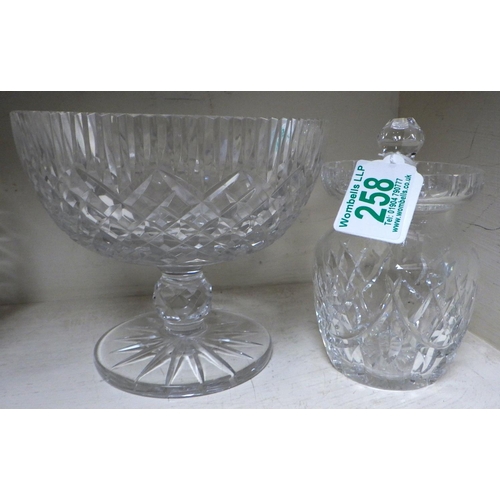 258 - A group of various Waterford drinking glasses together with a Tyrone pedestal bowl