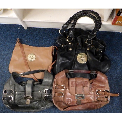 226 - Four fashion hand bags, bearing labels for Jimmy Choo & Mullberry