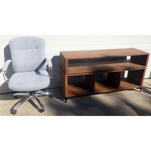 772 - A chrome office chair together with a modern side unit (2)