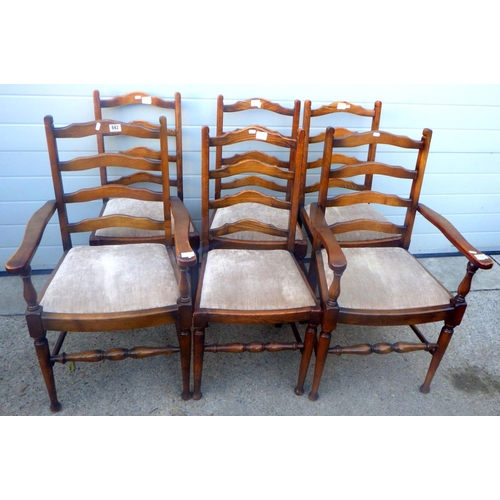 784 - A set of six ladderback dining chairs