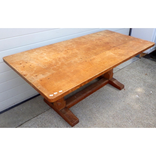 785 - Robert Mouseman Thompson 
An English Oak 6ft Refectory Dining Table, dowelled adzed two plank top, o... 