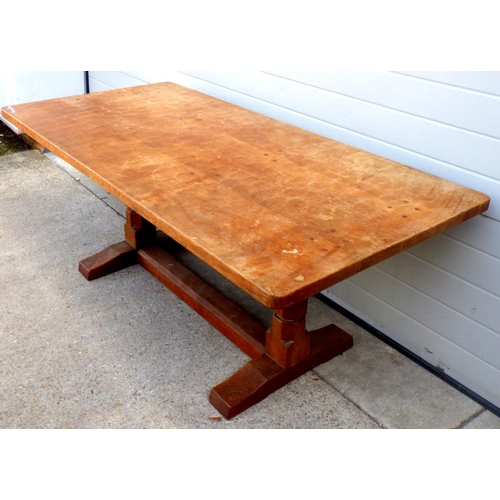 785 - Robert Mouseman Thompson 
An English Oak 6ft Refectory Dining Table, dowelled adzed two plank top, o... 