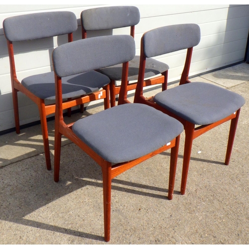 798 - Four teak Danish design dining chairs, in need of recovering