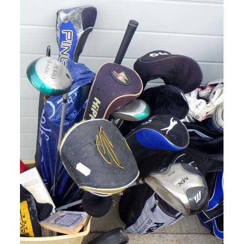 800 - A large qty of various golf clubs and accessories