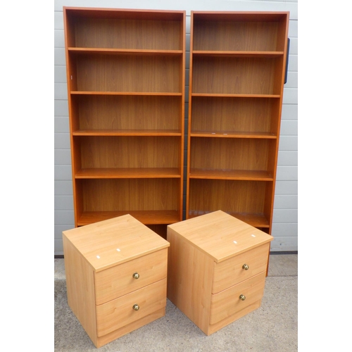 804 - Two bookcases together with a pair of bedside chests (5)