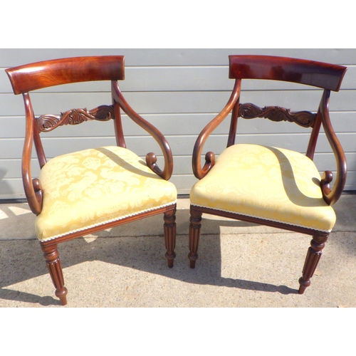 812 - A pair of 19thC mahogany arm chairs, af a few old worm holes.
These were bought from the Sand Hutton... 