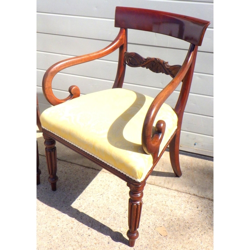 812 - A pair of 19thC mahogany arm chairs, af a few old worm holes.
These were bought from the Sand Hutton... 