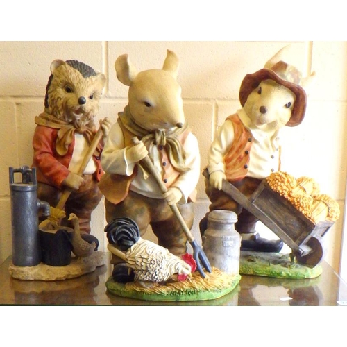 816 - Three plastic figures, mouse, rabbit & badger, tallest 47cm