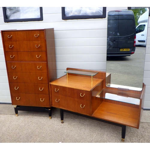 833 - A G.Plan, E.G tall chest of drawers, 61cm wide together with a dressing table, 114cm wide