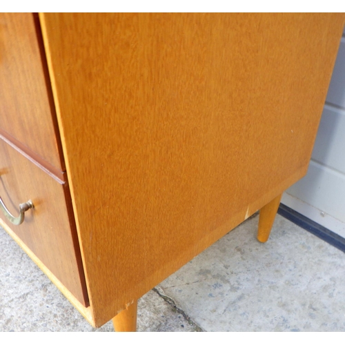 844 - A 1960's teak fronted light oak chest of drawers, 77cm wide