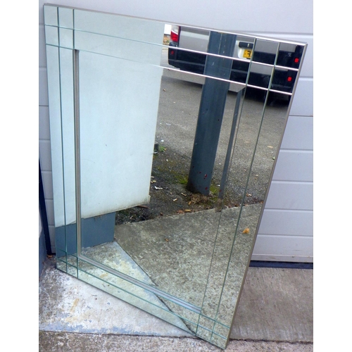 848 - A modern frameless wall mirror, 95cm x 70cm