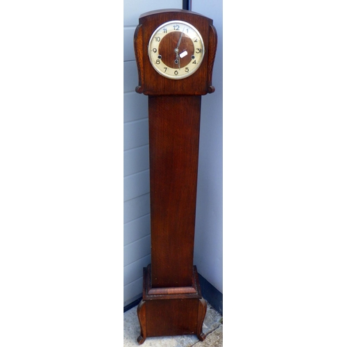 862 - An oak/ply Westminster chime Grand daughter clock