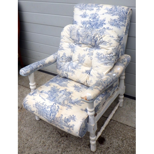 891 - A white painted upholstered easy chair