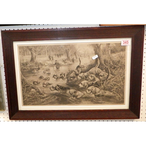 204 - Hunting dogs, a framed print after Arthur A Davis.