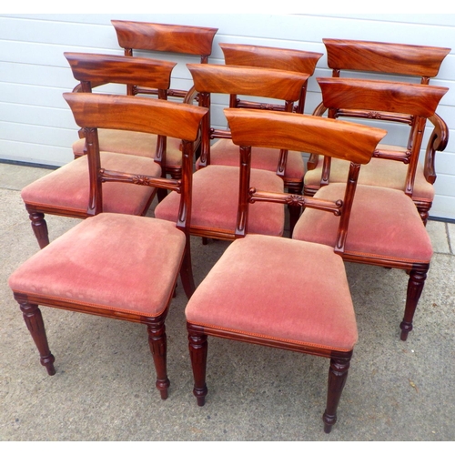 810 - A set of eight mahogany tablet back dining chairs