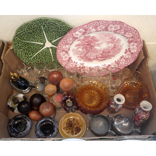 193 - Three boxes of misc ceramics and glass ware (3)