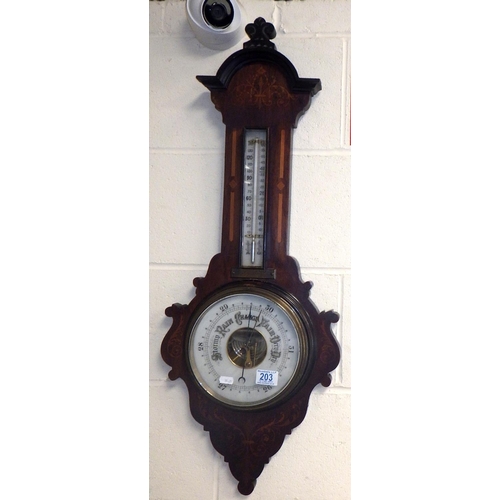 203 - An inlaid Edwardian barometer 88cm long