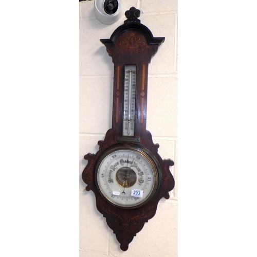 203 - An inlaid Edwardian barometer 88cm long