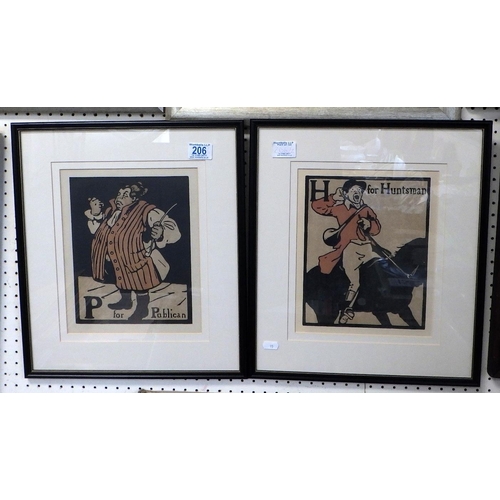 206 - Two  Alphabet Prints after William Nicholson: 