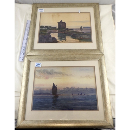 207 - A pair of Scottish interest watercolour landscapes, both bearing signature 