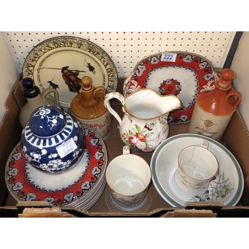 222 - A group of ceramics to inc Oriental Peony ginger jar, 19thC plates, floral jug and cups etc AF