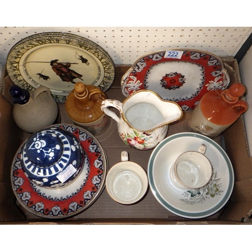 222 - A group of ceramics to inc Oriental Peony ginger jar, 19thC plates, floral jug and cups etc AF