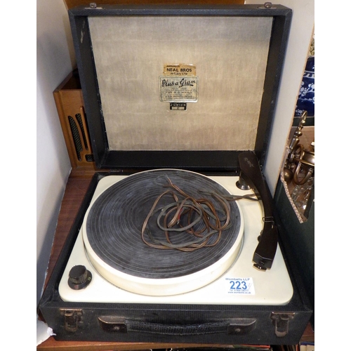 223 - A Plus-a Gram junior B cased record player together with a modern record player (2)