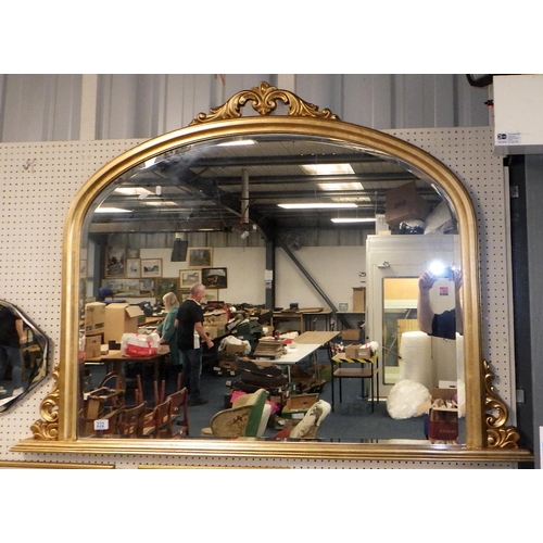 232 - A large modern bevelled overmantle mirror 144cm x 104 cm