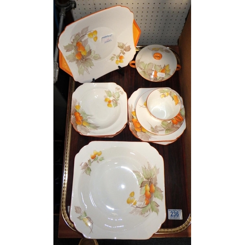 236 - A 1930's Shelley Art Deco part tea set 