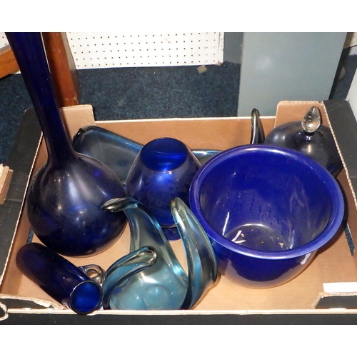 239 - Three boxes of misc glass ware, lamp shades etc (3)