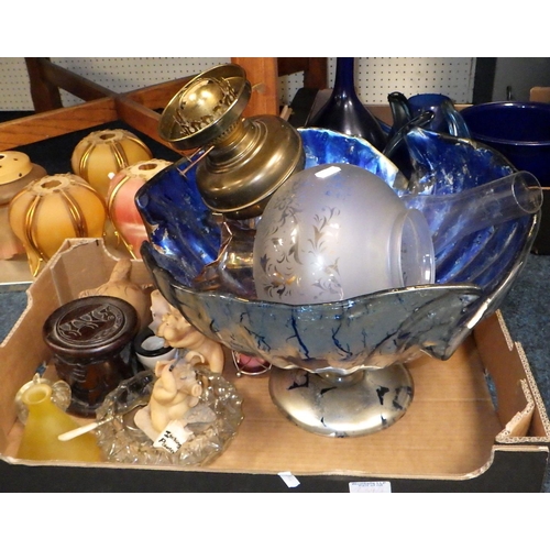 239 - Three boxes of misc glass ware, lamp shades etc (3)