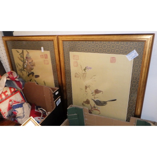 240 - Two boxes of misc collectables, Oriental prints etc (2)