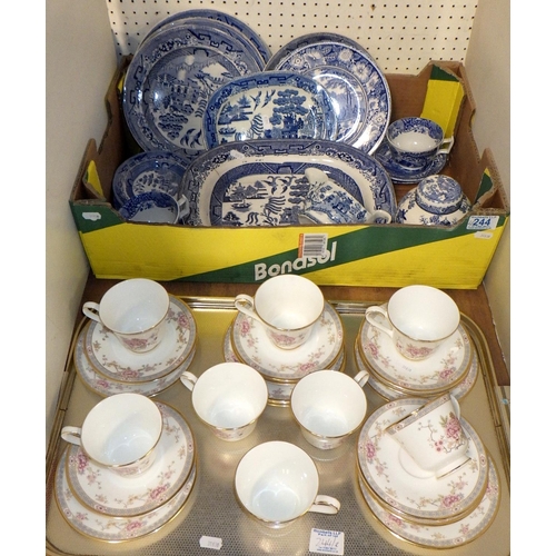 244 - A qty of blue and white together with Royal Doulton Canton tea ware AF (2)