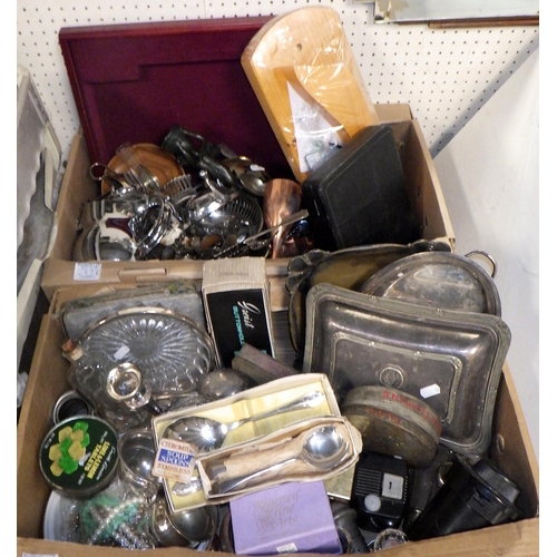 247 - Two boxes of misc metal wares and collectables (2)