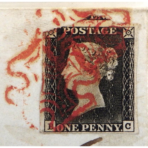 302 - Postal History: a Penny Black stamp cover cancellation mark 6th June 1840; another Penny Black cover... 