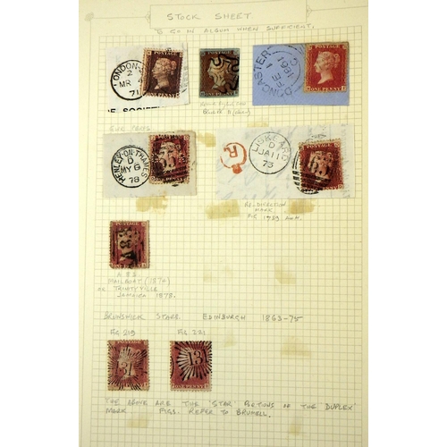 303 - Postal History: a collection of predominantly Penny Red stamps, incl non-perforated examples.