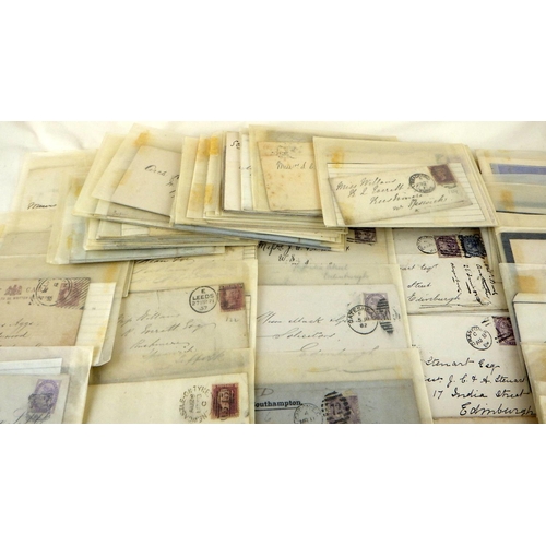 304 - WITHDRAWN - Postal History: a collection of Victorian stamp covers, many Penny Reds incl non-perfora... 