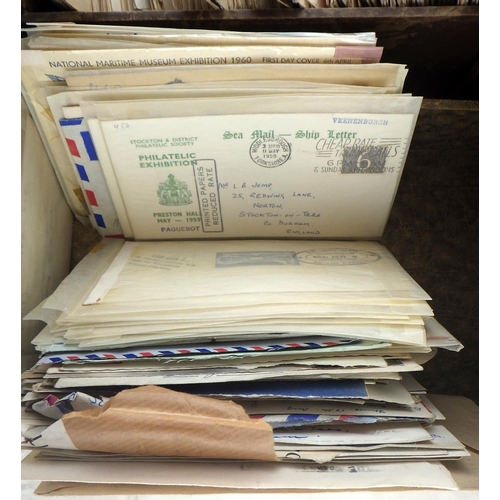 305 - Postal History: a collection of stamp covers, most 20th cent British, contained in two brown filing ... 