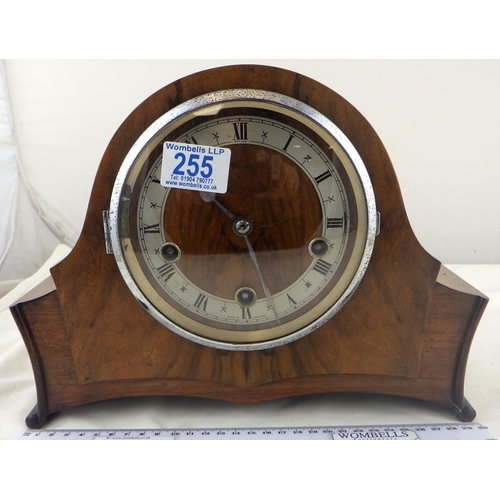 255 - An Art Deco walnut Westminster chime mantle clock