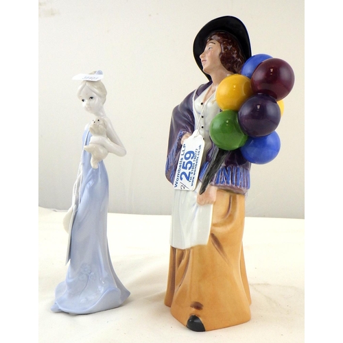 259 - A Royal Doluton Balloon Lady together with a figure of a girl (2)