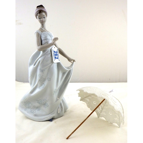 262 - A Lladro figure of a girl with an umbrella 33cm tall